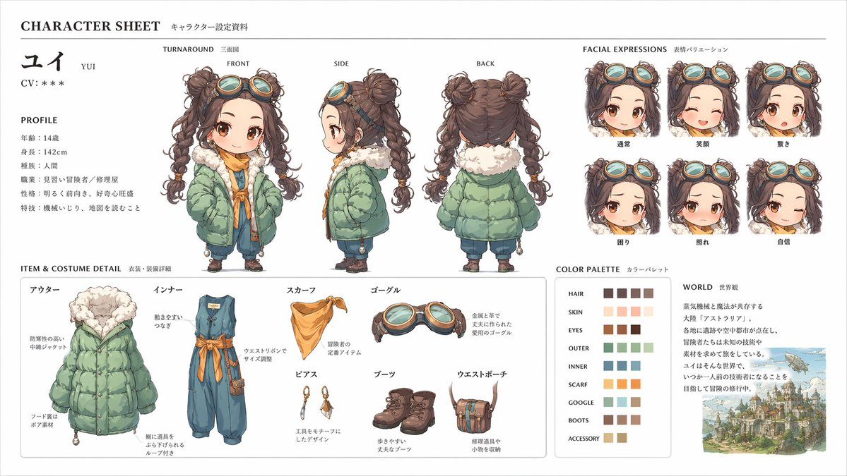 官方风角色设定图解