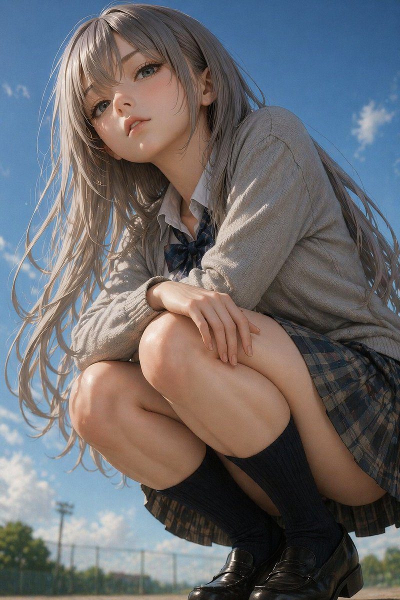 动漫风校园少女低角度人像