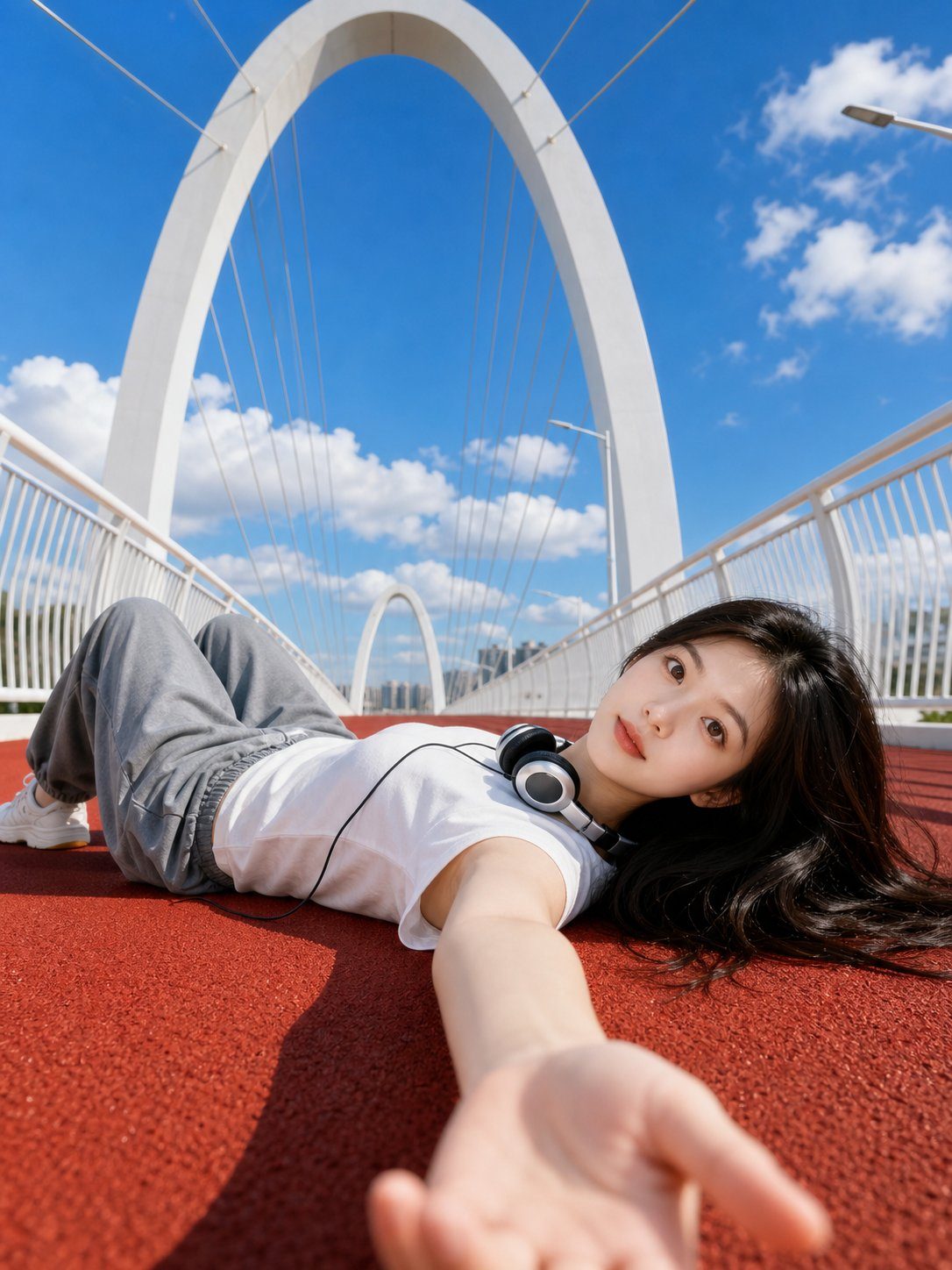 红跑道低角度人像