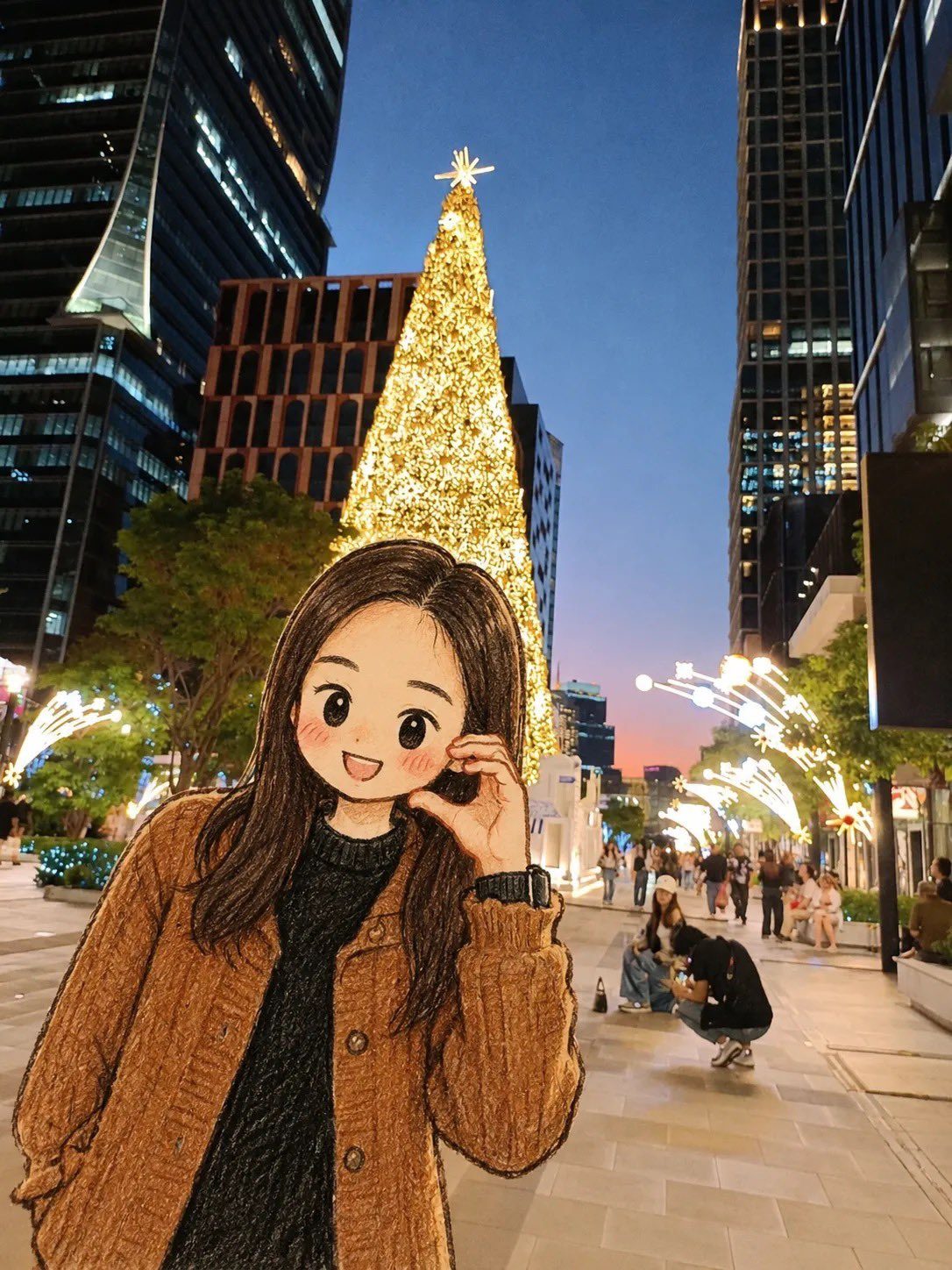 圣诞街景Q版人像