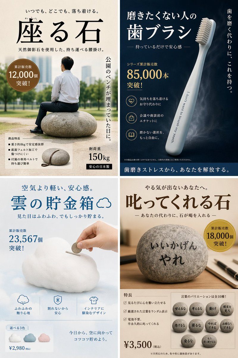 四格讽刺产品广告图