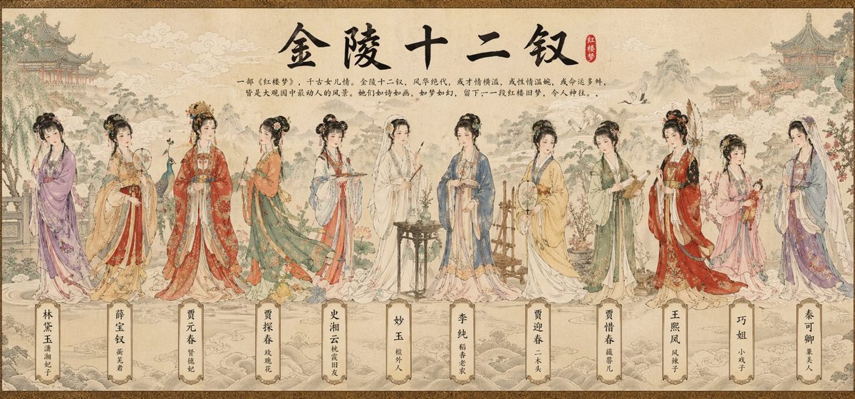 国风工笔八仙群像长卷