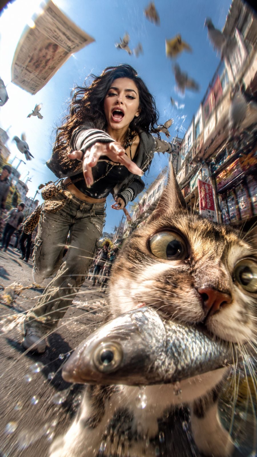 鱼眼追猫街头大片