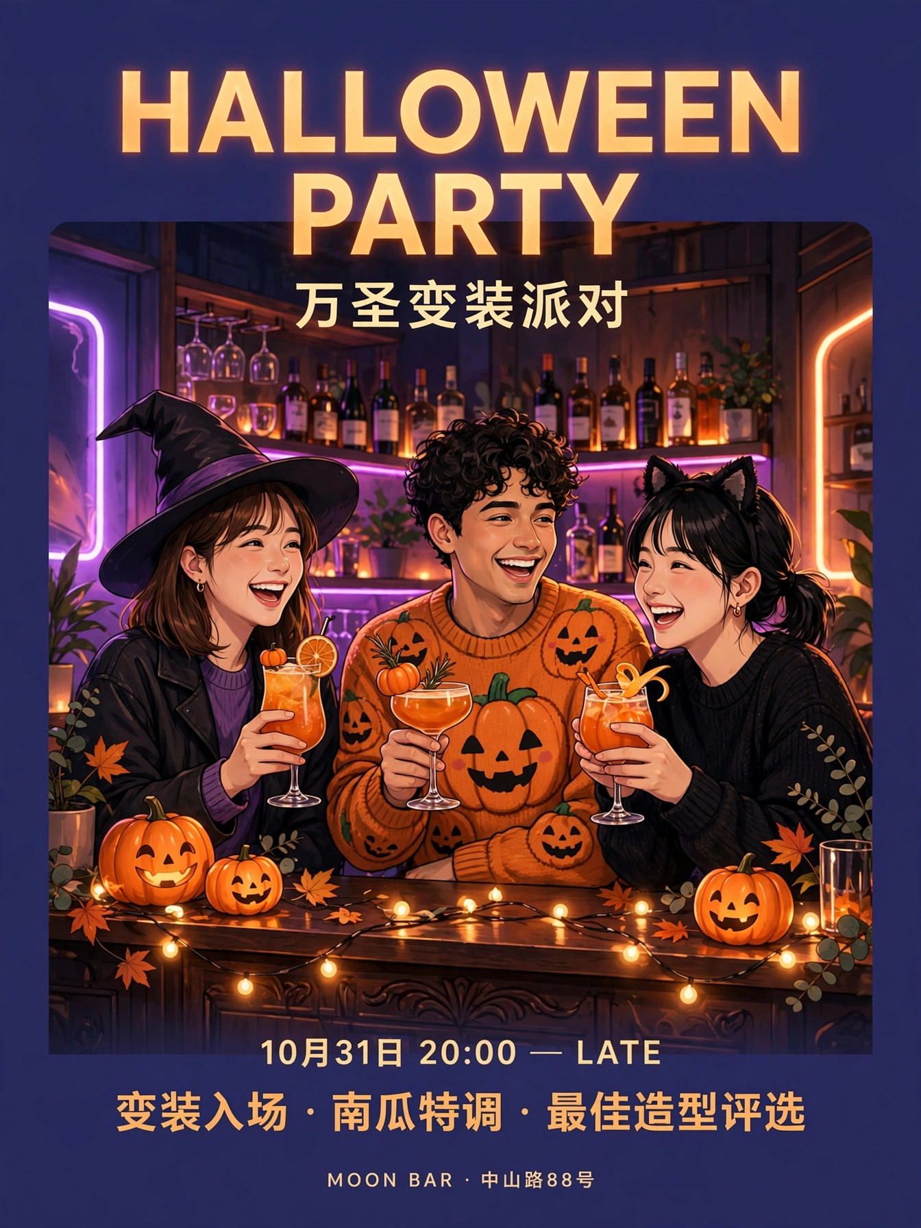 Bar Halloween Costume Party Poster